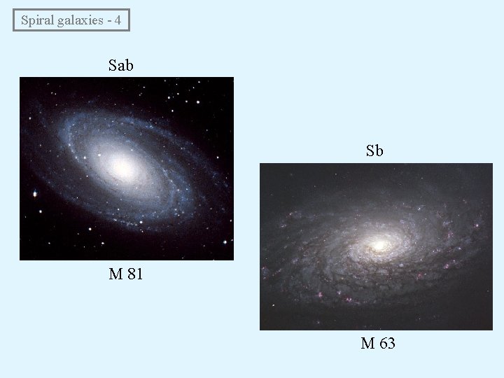  Spiral galaxies - 4 Sab Sb M 81 M 63 