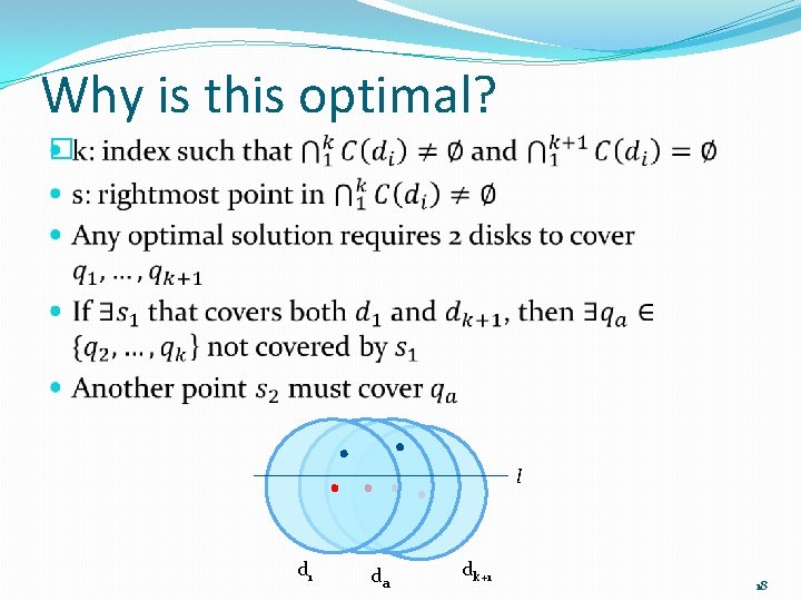 Why is this optimal? � l d 1 da dk+1 18 