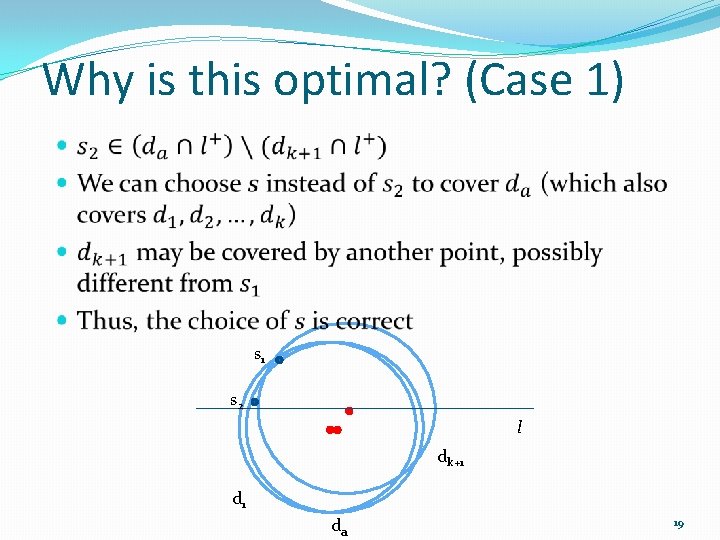 Why is this optimal? (Case 1) s 1 s 2 l dk+1 d 1