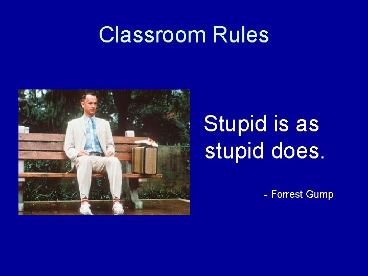Classroom Rules Stupid is as stupid does. - Forrest Gump 