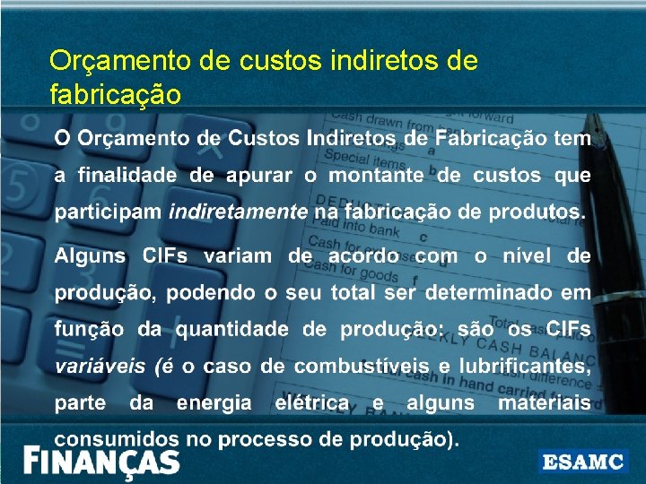 Orçamento de custos indiretos de fabricação 