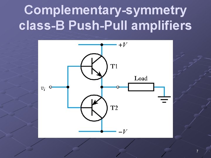 Complementary-symmetry class-B Push-Pull amplifiers 7 