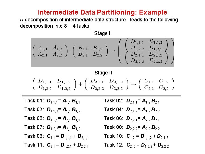 Intermediate Data Partitioning: Example A decomposition of intermediate data structure leads to the following Intermediate Data Partitioning: Example A decomposition of intermediate data structure leads to the following