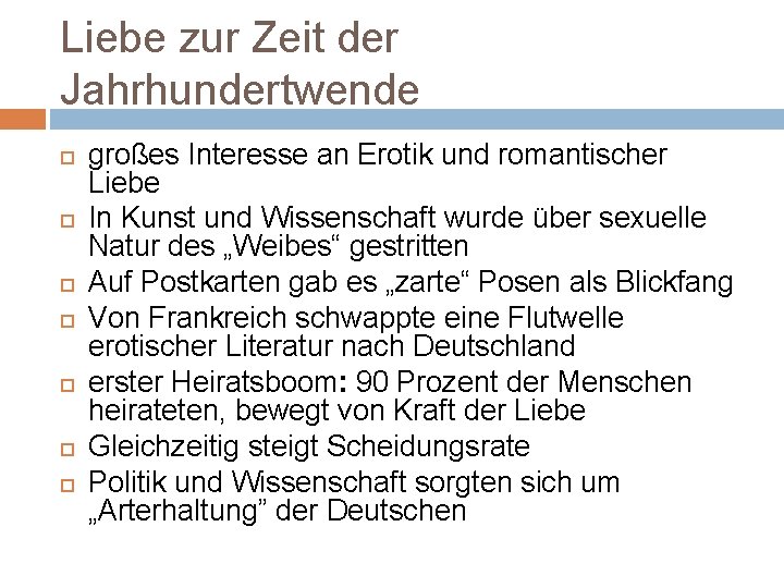 Liebe zur Zeit der Jahrhundertwende großes Interesse an Erotik und romantischer Liebe In Kunst