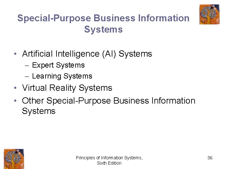 Special-Purpose Business Information Systems • Artificial Intelligence (AI) Systems – Expert Systems – Learning