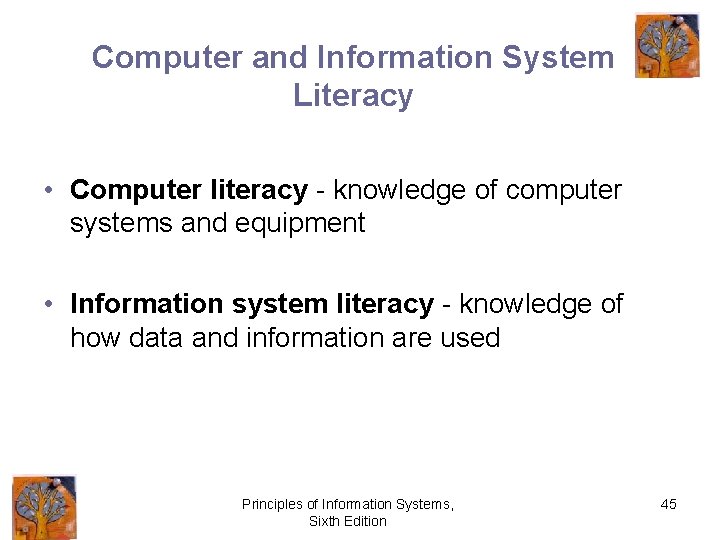 Computer and Information System Literacy • Computer literacy - knowledge of computer systems and