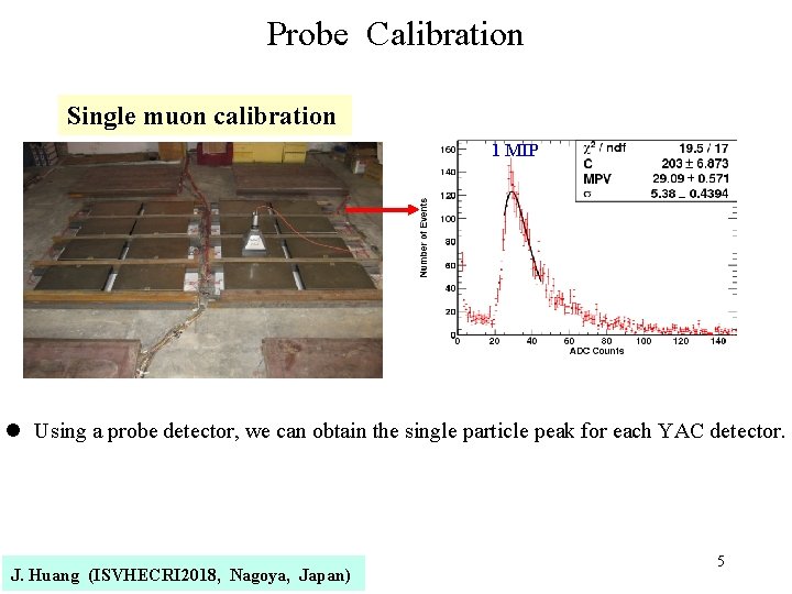 Probe Calibration Single muon calibration 1 MIP l Using a probe detector, we can