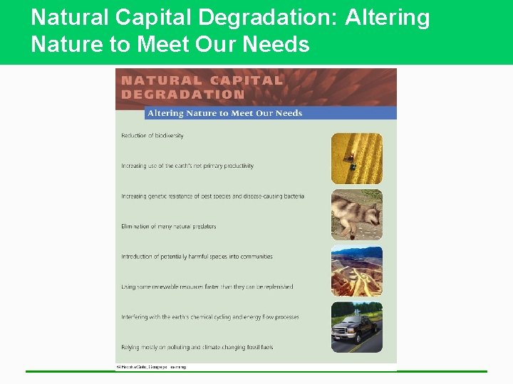 Natural Capital Degradation: Altering Nature to Meet Our Needs 