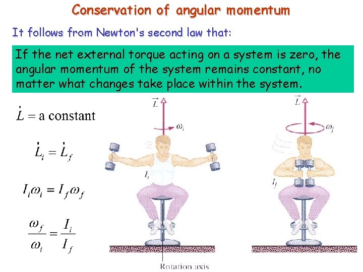 Conservation of angular momentum It follows from Newton's second law that: If the net