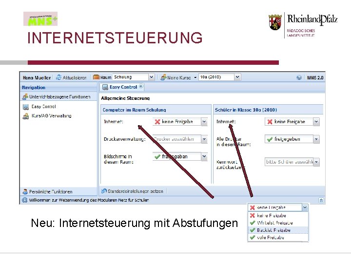 INTERNETSTEUERUNG Neu: Internetsteuerung mit Abstufungen 