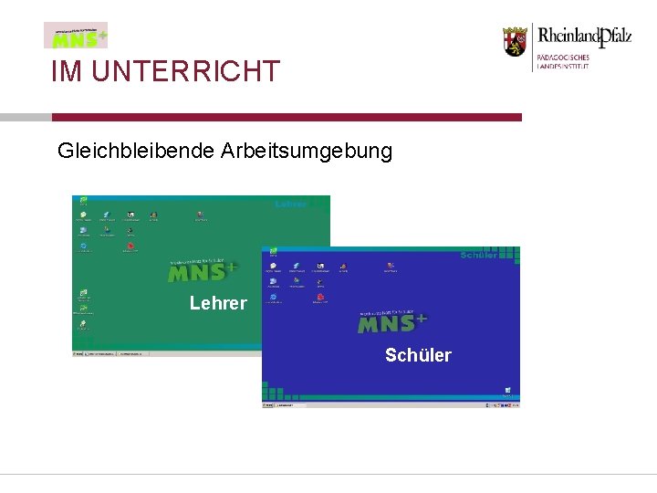 IM UNTERRICHT Gleichbleibende Arbeitsumgebung Lehrer Schüler 