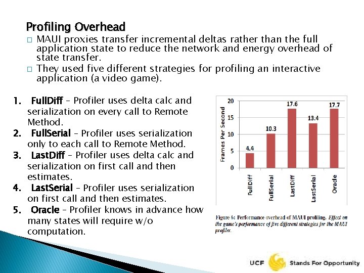 Profiling Overhead � � MAUI proxies transfer incremental deltas rather than the full application