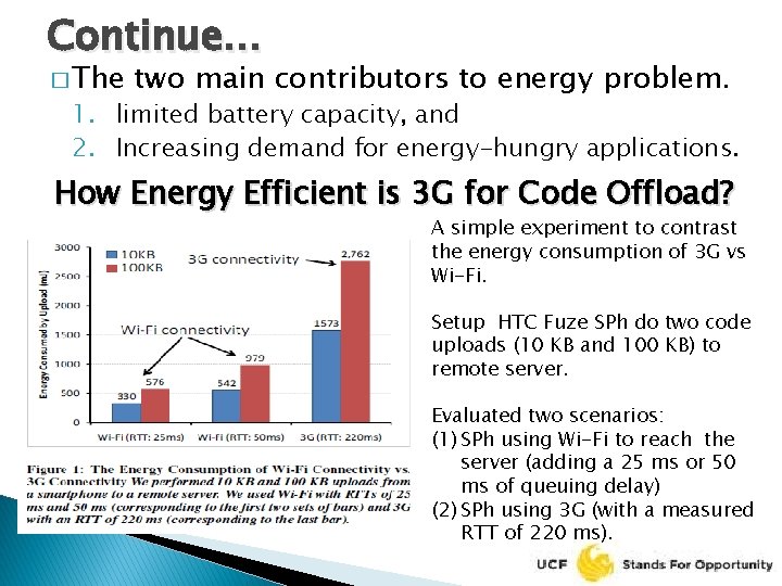 Continue… � The two main contributors to energy problem. 1. limited battery capacity, and