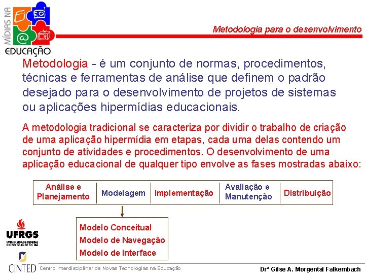 Metodologia para o desenvolvimento Metodologia - é um conjunto de normas, procedimentos, técnicas e