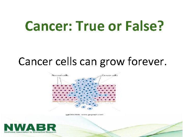 Cancer: True or False? Cancer cells can grow forever. 