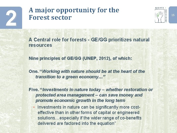 2 A major opportunity for the Forest sector A Central role forests - GE/GG