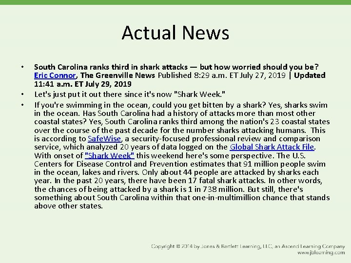 Actual News • • • South Carolina ranks third in shark attacks — but