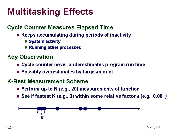 Multitasking Effects Cycle Counter Measures Elapsed Time n Keeps accumulating during periods of inactivity