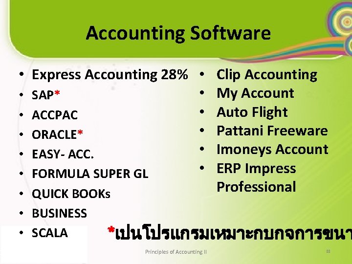  Accounting Software • Express Accounting 28% • • • SAP* • • ACCPAC