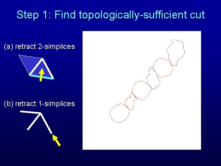 Step 1: Find topologically-sufficient cut (a) retract 2 -simplices (b) retract 1 -simplices 