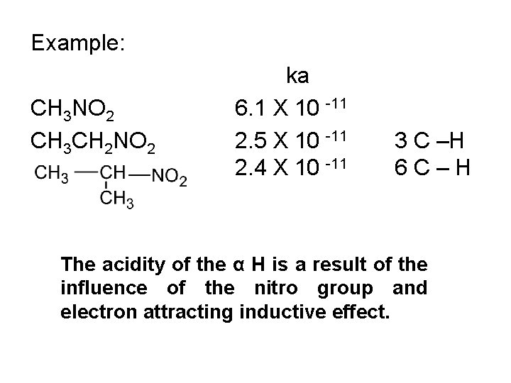 Example: CH 3 NO 2 CH 3 CH 2 NO 2 ka 6. 1