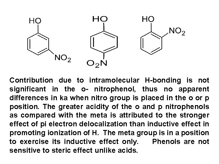Contribution due to intramolecular H-bonding is not significant in the o- nitrophenol, thus no