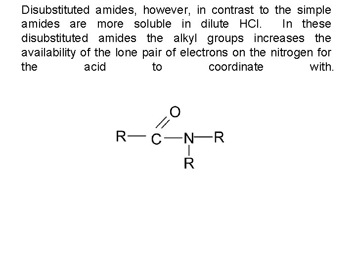 Disubstituted amides, however, in contrast to the simple amides are more soluble in dilute