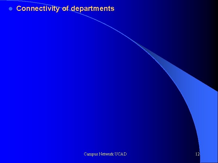 l Connectivity of departments Campus Network UCAD 12 