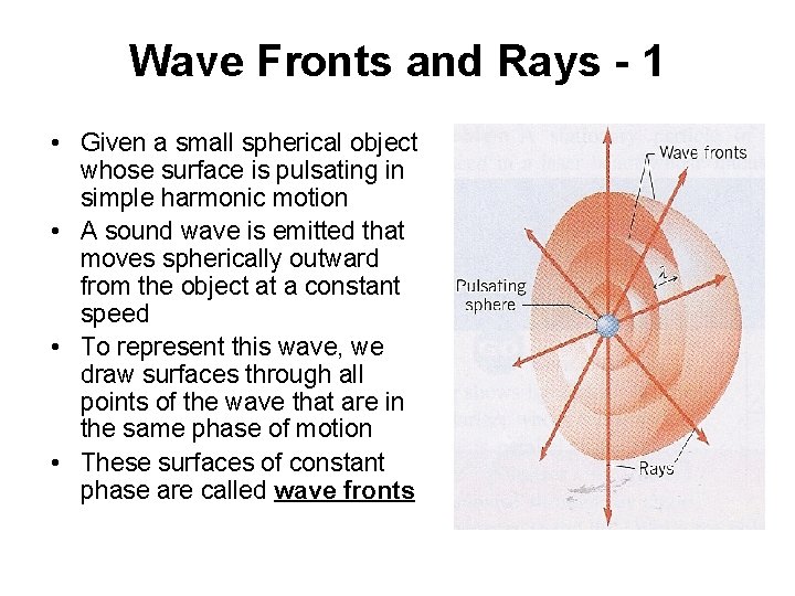 Wave Fronts and Rays - 1 • Given a small spherical object whose surface