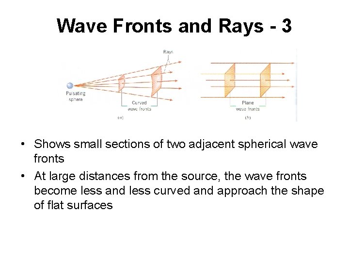 Wave Fronts and Rays - 3 • Shows small sections of two adjacent spherical