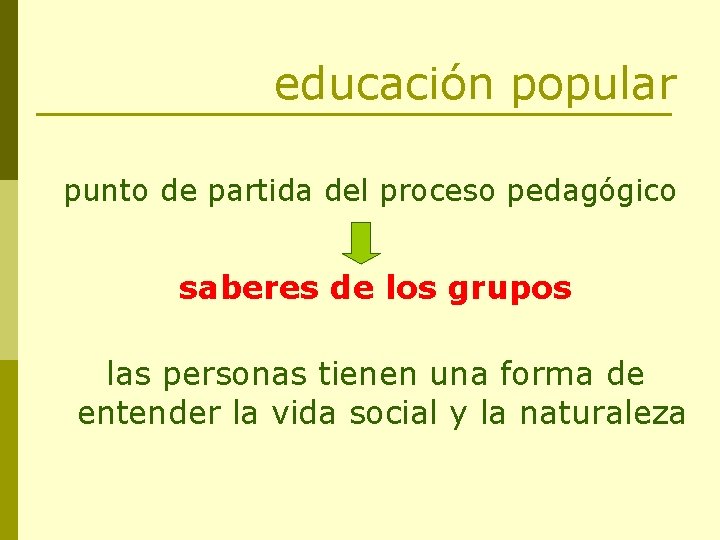 educación popular punto de partida del proceso pedagógico saberes de los grupos las personas