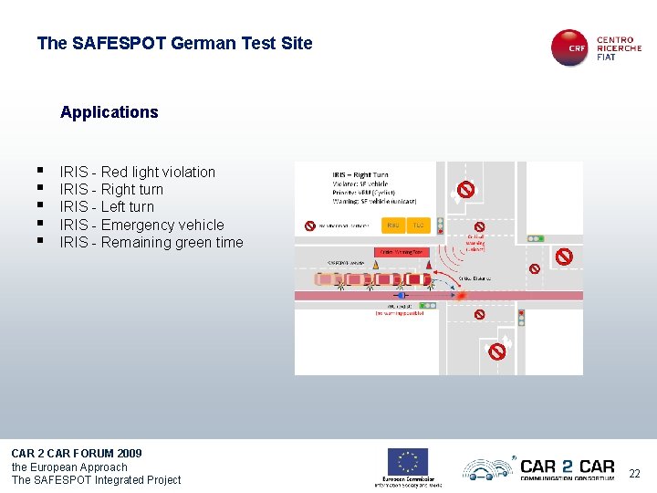 The SAFESPOT German Test Site Applications § § § IRIS - Red light violation