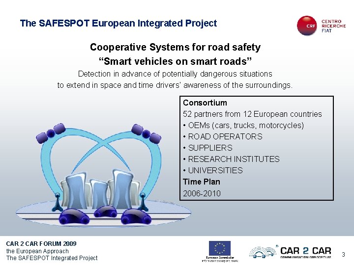 The SAFESPOT European Integrated Project Cooperative Systems for road safety “Smart vehicles on smart