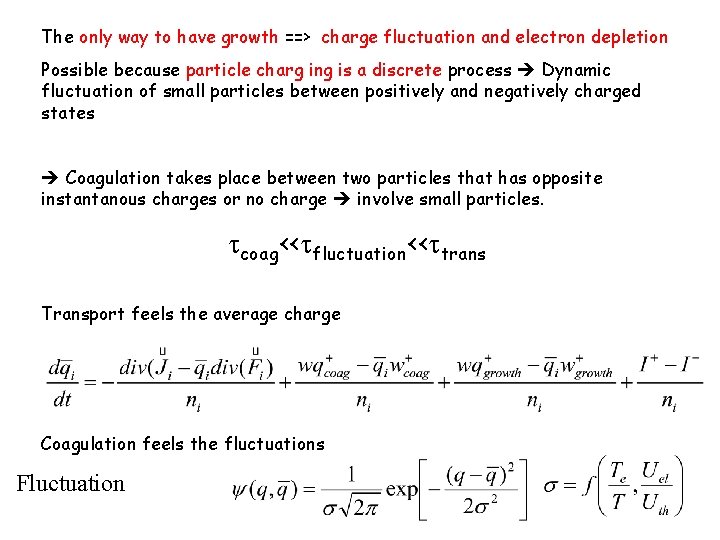 The only way to have growth ==> charge fluctuation and electron depletion Possible because