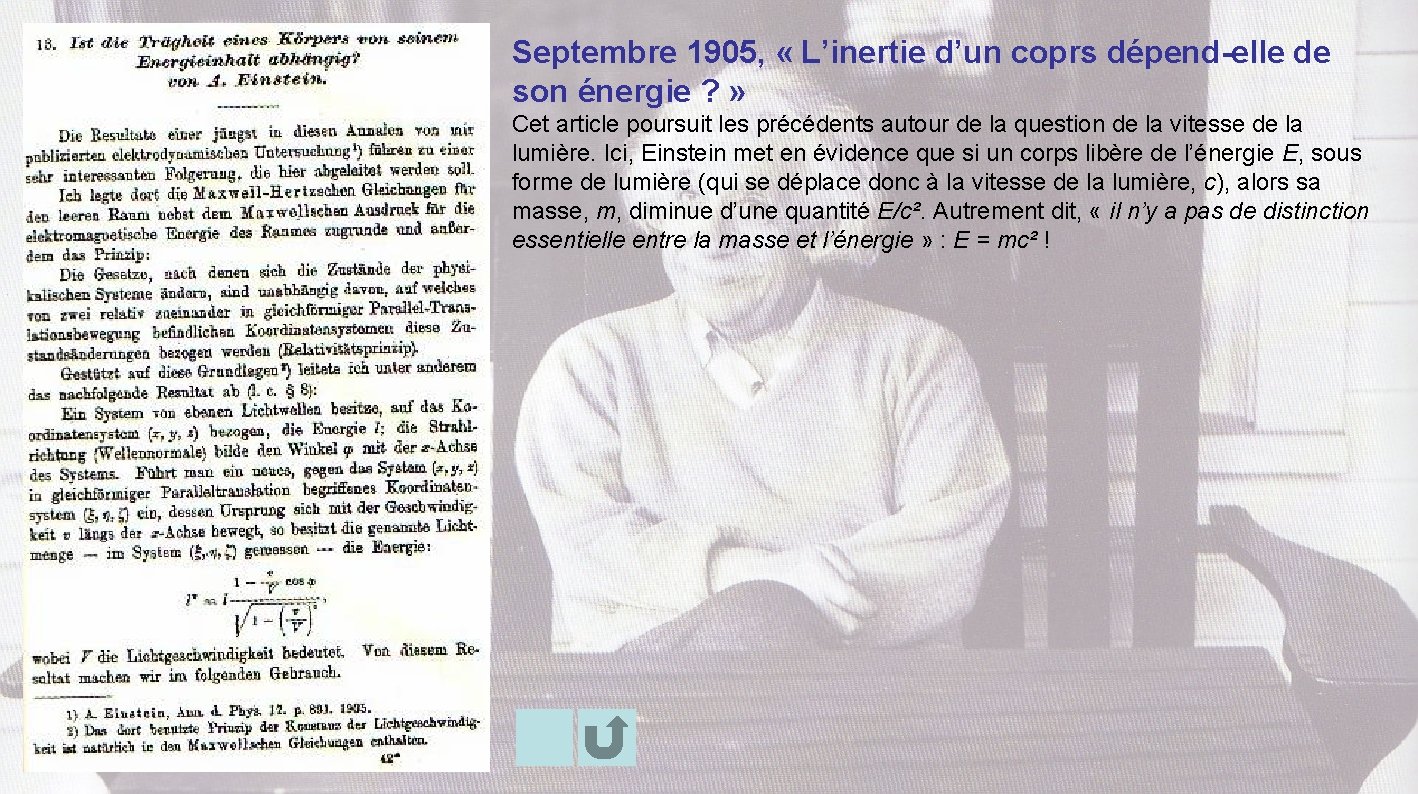 Septembre 1905, « L’inertie d’un coprs dépend-elle de son énergie ? » Cet article