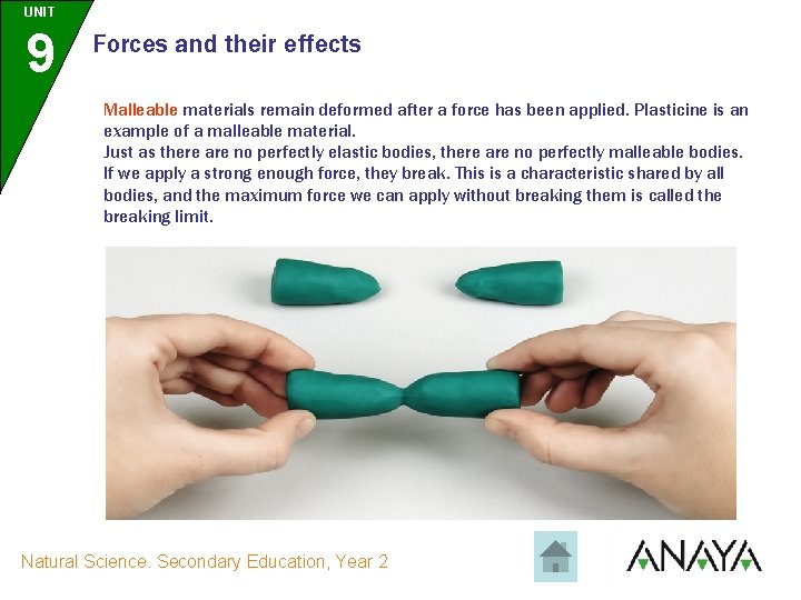 UNIT 9 Forces and their effects Malleable materials remain deformed after a force has