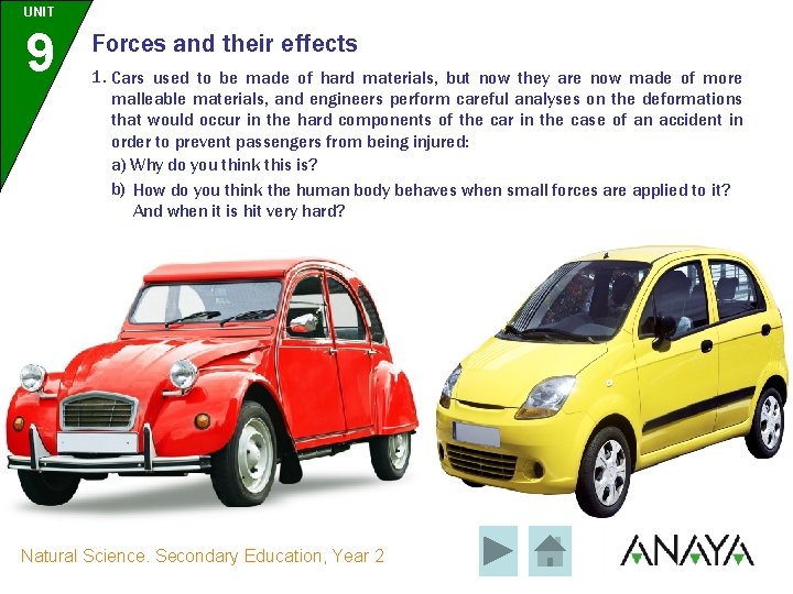 UNIT 9 Forces and their effects 1. Cars used to be made of hard