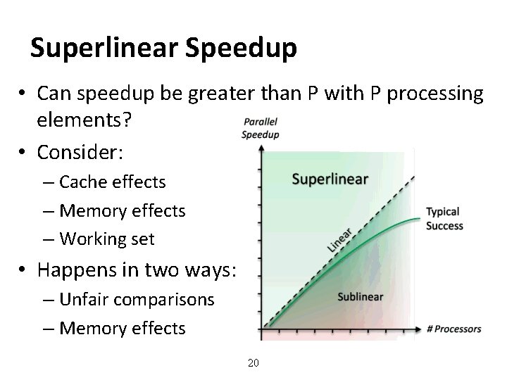 Superlinear Speedup • Can speedup be greater than P with P processing elements? •