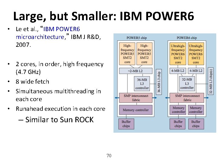 Large, but Smaller: IBM POWER 6 • Le et al. , “IBM POWER 6