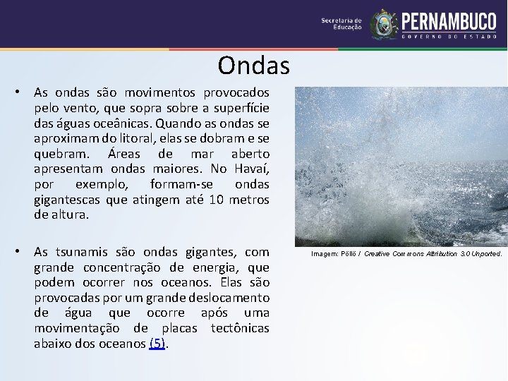 Ondas • As ondas são movimentos provocados pelo vento, que sopra sobre a superfície