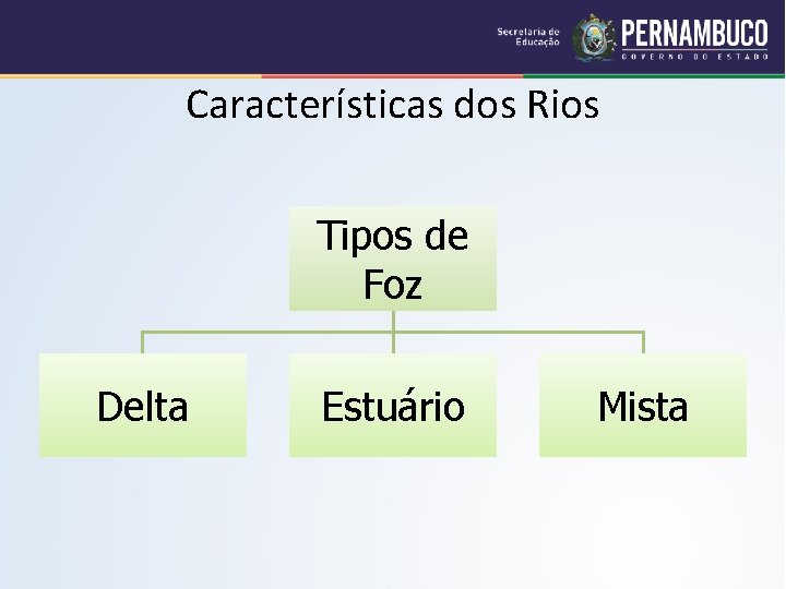 Características dos Rios Tipos de Foz Delta Estuário Mista 