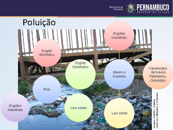 Poluição Esgotos Industriais Esgoto doméstico Esgoto Doméstico Mares e Oceanos Vazamentos de Navios Petroleiros,