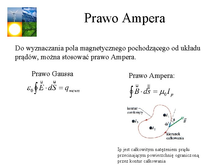Prawo Ampera Do wyznaczania pola magnetycznego pochodzącego od układu prądów, można stosować prawo Ampera. Prawo Ampera Do wyznaczania pola magnetycznego pochodzącego od układu prądów, można stosować prawo Ampera.