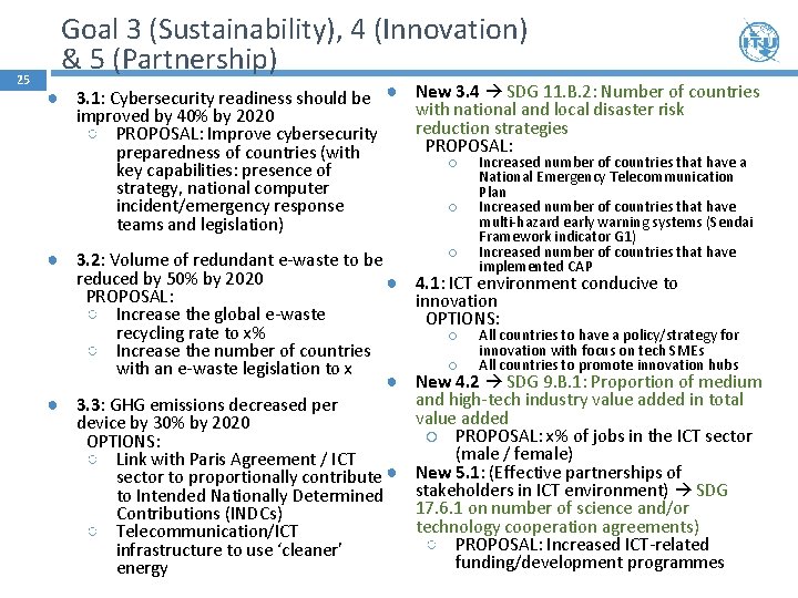 25 Goal 3 (Sustainability), 4 (Innovation) & 5 (Partnership) ● 3. 1: Cybersecurity readiness