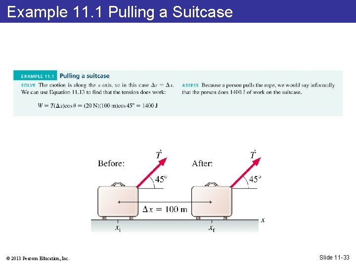 Example 11. 1 Pulling a Suitcase © 2013 Pearson Education, Inc. Slide 11 -33