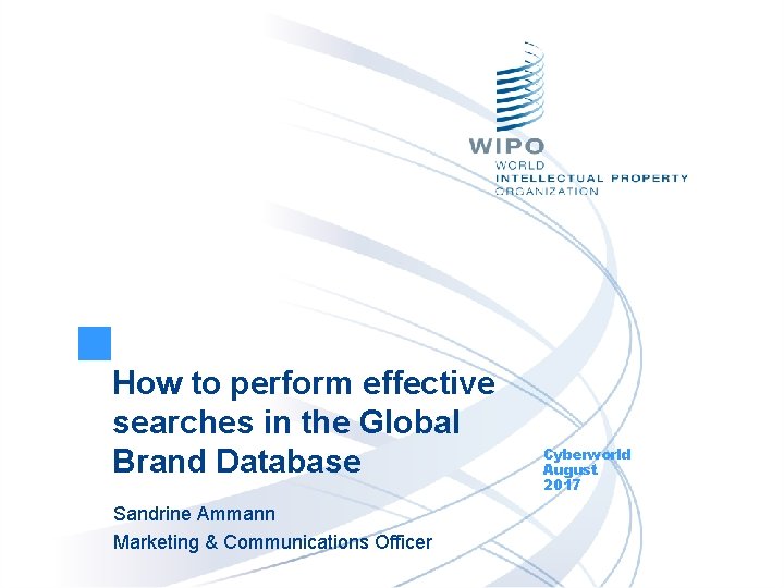 How to perform effective searches in the Global Brand Database Sandrine Ammann Marketing &