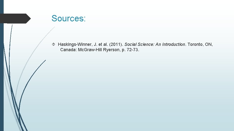 Sources: Haskings-Winner, J. et al. (2011). Social Science: An Introduction. Toronto, ON, Canada: Mc.