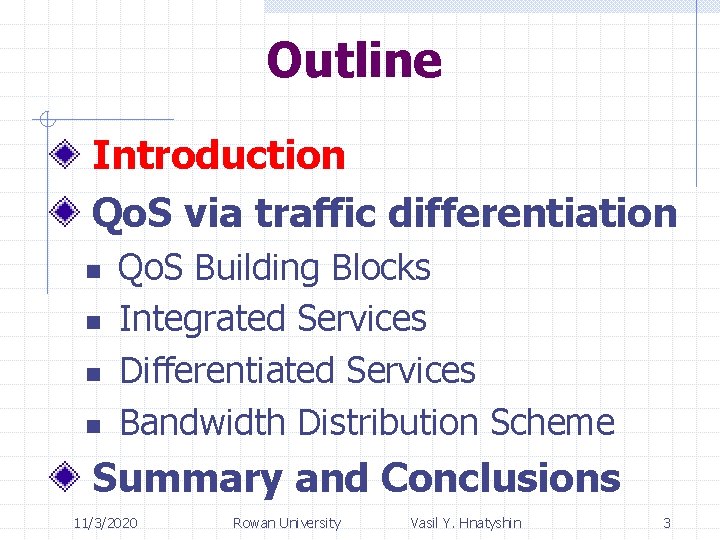 Outline Introduction Qo. S via traffic differentiation n n Qo. S Building Blocks Integrated