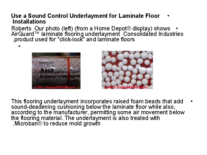 Use a Sound Control Underlayment for Laminate Floor • Installations Roberts Our photo (left)