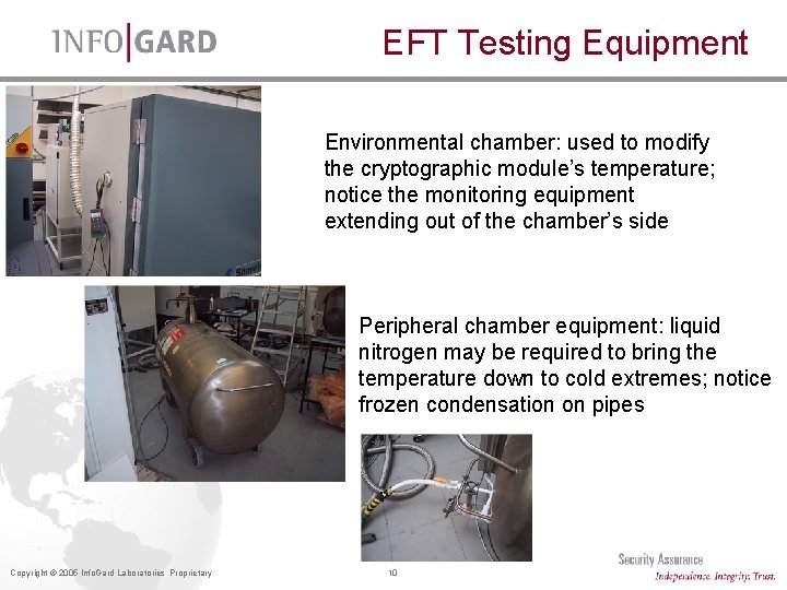 EFT Testing Equipment Environmental chamber: used to modify the cryptographic module’s temperature; notice the EFT Testing Equipment Environmental chamber: used to modify the cryptographic module’s temperature; notice the